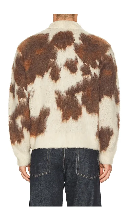 Cow Pattern Zip Sweater in Brown. - size L (also in M, S, XL/1X) - Obey - Modalova