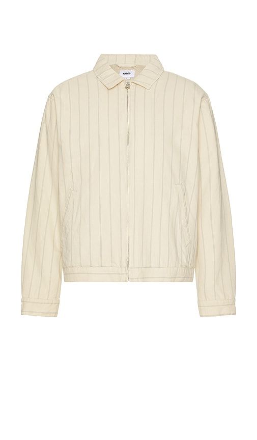 Stripe Zip Up Jacket in Beige. - size L (also in M) - Obey - Modalova