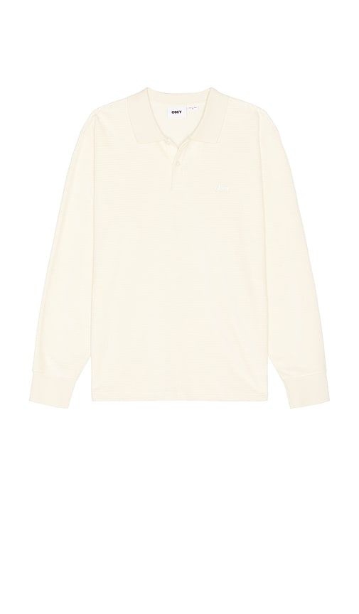 Loop Velour Long Sleeve Polo in Cream. - size L (also in M) - Obey - Modalova