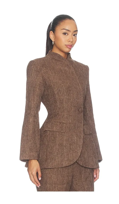 Tweed Tailored Blazer in Chocolate. - size L (also in M, S, XS) - Odd Muse - Modalova