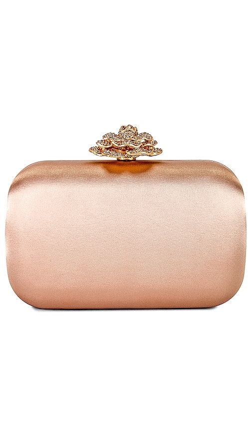 Rosa Crystal Lock Clutch in Rose Gold - olga berg - Modalova