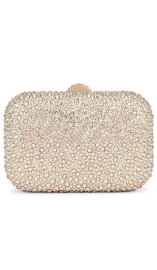 Casey Hot Fix Encrusted Clutch in Metallic Gold - olga berg - Modalova