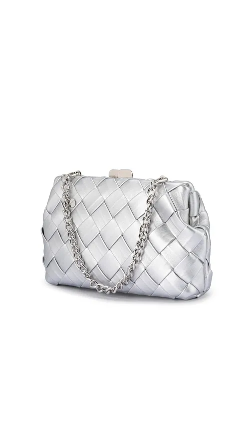 Quinn Woven Clutch in Metallic - olga berg - Modalova