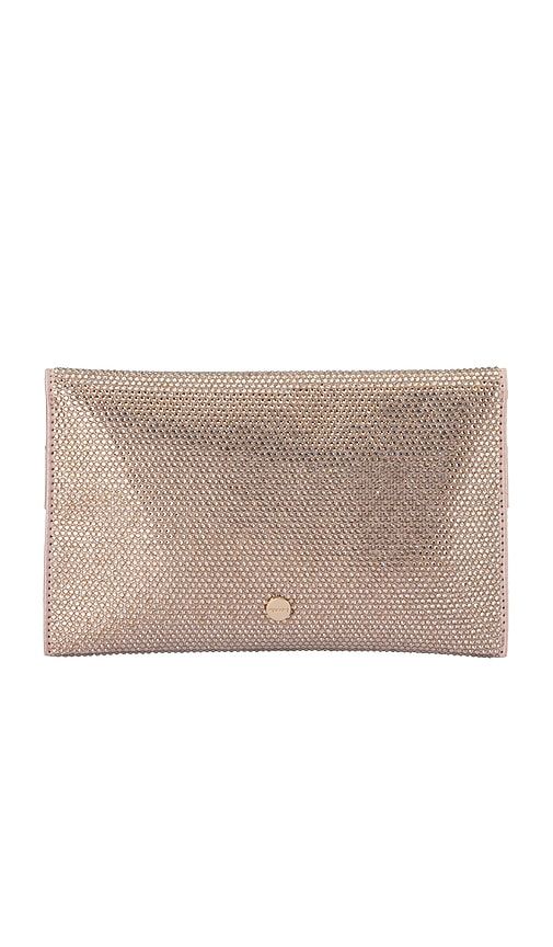Cara Crystal Envelope Clutch in Metallic Neutral - olga berg - Modalova