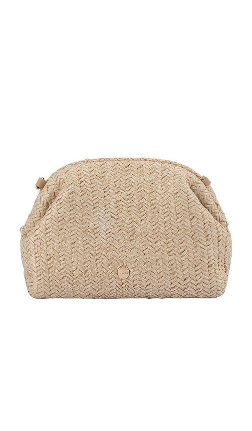 Kaia Studded Woven Clutch in Neutral - olga berg - Modalova