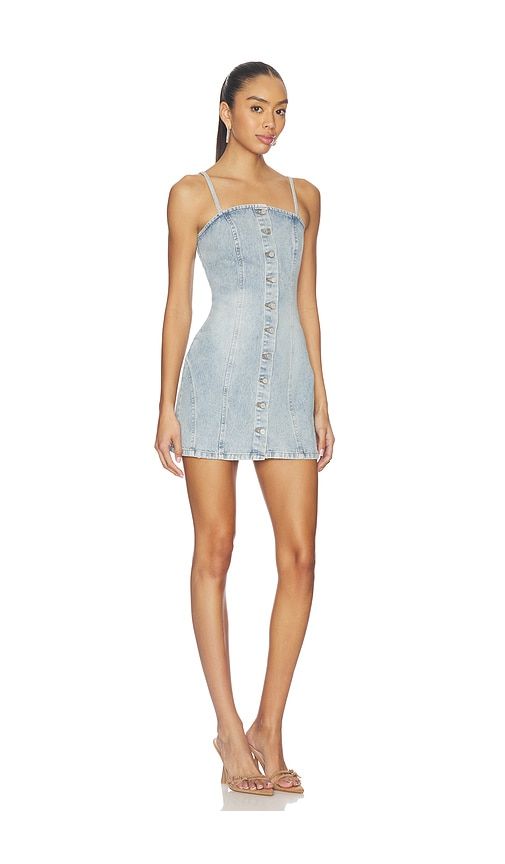 Riviera Fitted Strappy Mini Denim Dress in Blue. - size L (also in XL) - One Teaspoon - Modalova