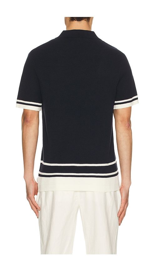 Cotton Textured Johnny Collar Polo in Navy. - size L (also in M, XL/1X) - onia - Modalova