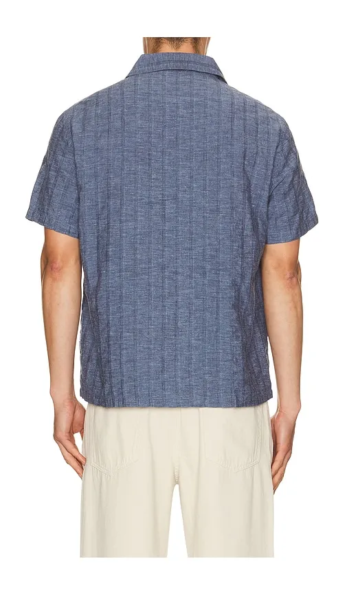 Cotton Linen Pop Over Shirt in Navy. - size L (also in M, S) - onia - Modalova