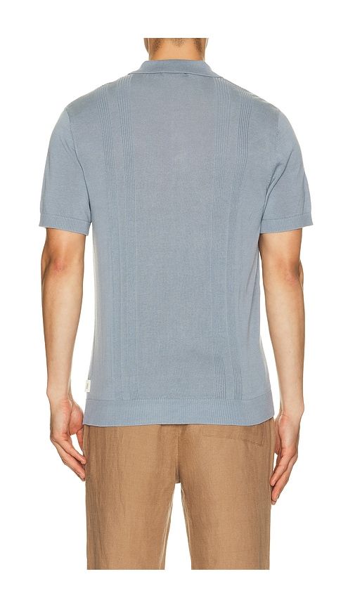 Silk Ribbed Knit Polo Shirt in Blue. - size L (also in M, S, XL/1X) - onia - Modalova