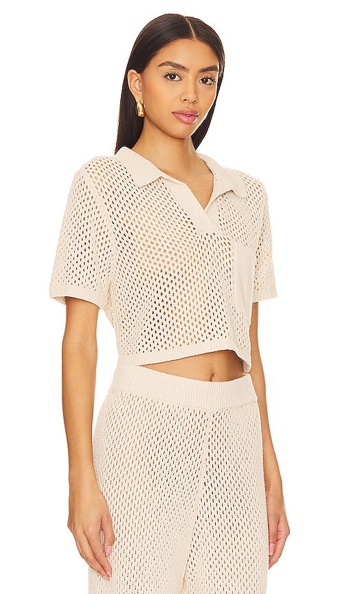 Crochet Cropped Polo Top in Beige. - size L (also in M, S, XL, XS) - onia - Modalova