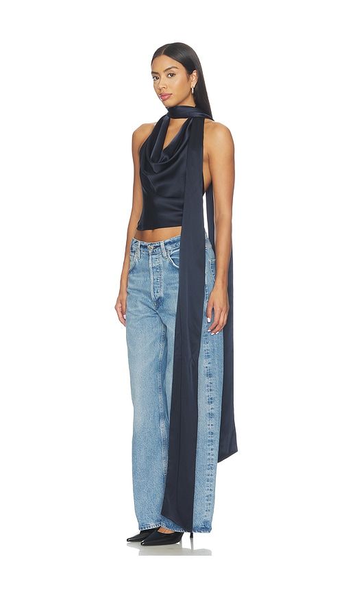 Cowl Neck Halter Top in Navy. - size L (also in M, S, XS) - Orseund Iris - Modalova