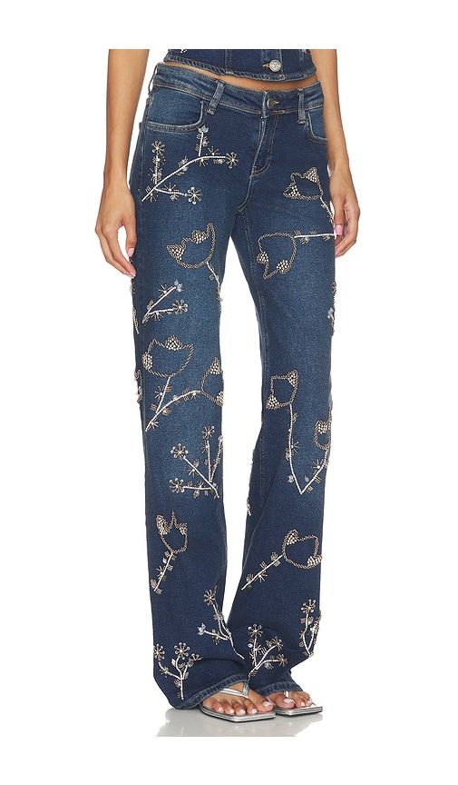 Nova Embellished Denim Jean in Blue. - size L (also in S, XS) - OW Collection - Modalova