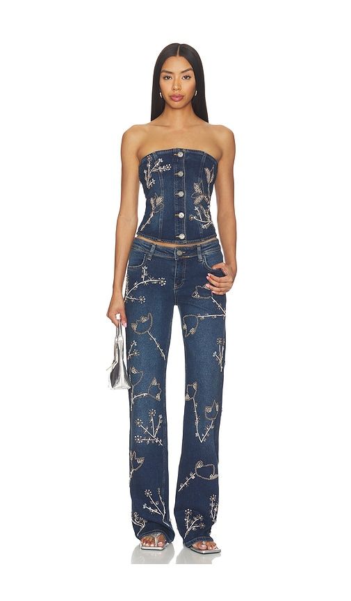 Nova Embellished Denim Top in . Taglia M. Also in S, XS - OW Collection - Modalova