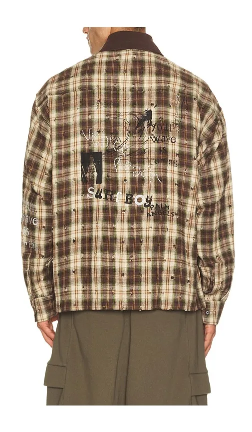 Surfer Dream Check Loose Shirt in Multi. - size L (also in M, S, XL/1X) - Palm Angels - Modalova
