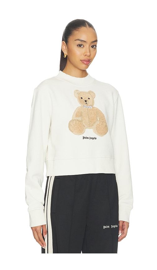 Bear Fitted Crew Sweatshirt in White. - size L (also in M, S, XL, XS) - Palm Angels - Modalova