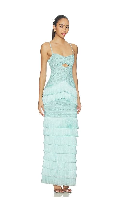 Clara Fringe Maxi Dress in Blue. - size 4 (also in 0, 12) - PatBO - Modalova