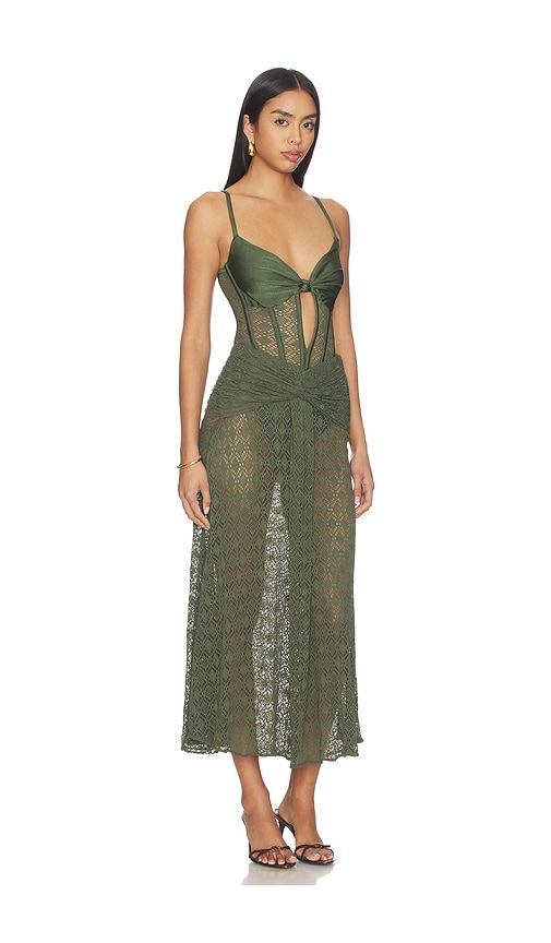 Sirena Mesh Maxi Dress in Olive. - size M (also in S) - PatBO - Modalova