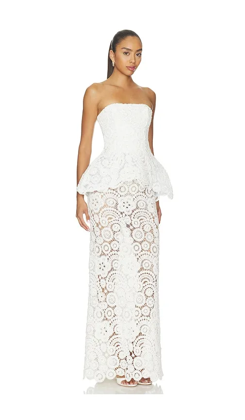 Gal Embroidery Peplum Maxi Dress in . - size 0 (also in 2, 4, 6, 8) - PatBO - Modalova
