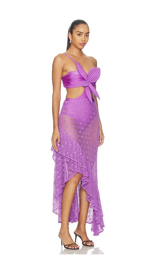 Sirena Mesh Flower Maxi Dress in Lavender. - size L (also in M) - PatBO - Modalova