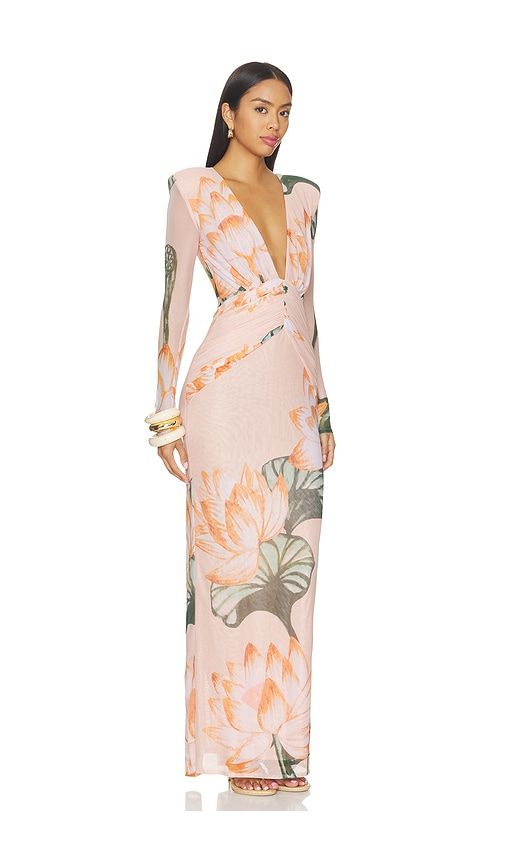 Lotus Long Sleeve Maxi Dress in Multi. - size 0 (also in 10, 2, 4, 6) - PatBO - Modalova