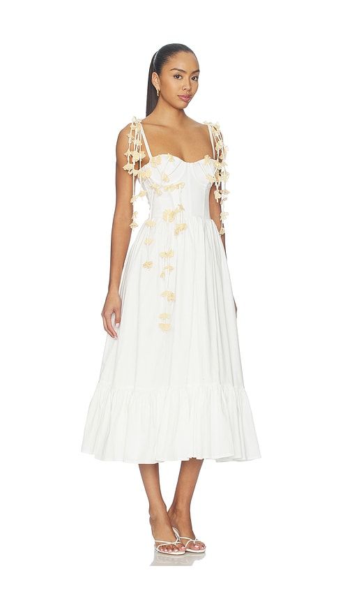 Tricoline Lotus Midi Dress in White. - size 0 (also in 2, 4, 6, 10, 12, 8) - PatBO - Modalova