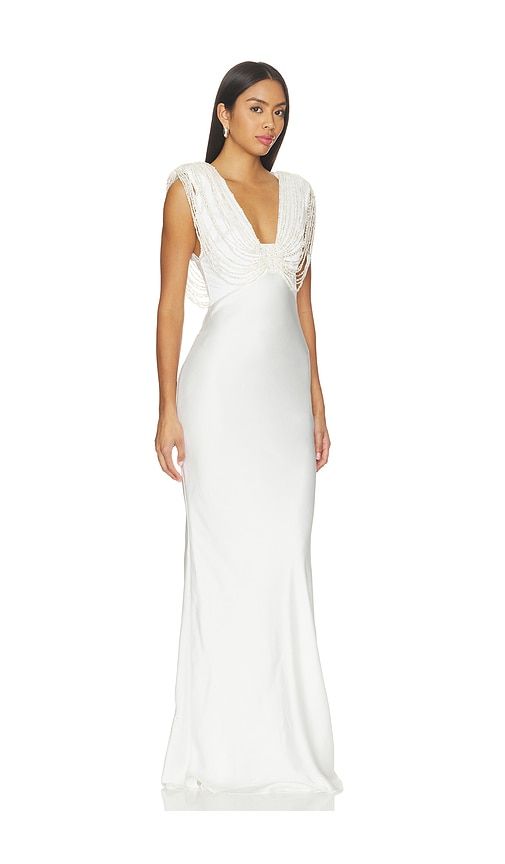 Liza Satin Embroidery Long Dress in White. - size 0 (also in 2, 4, 6, 8) - PatBO - Modalova