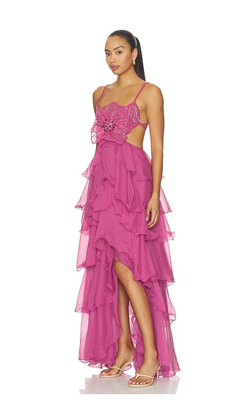 Chiffon Carmen Lotus Maxi Dress in . - size 0 (also in 10, 2, 4, 8) - PatBO - Modalova