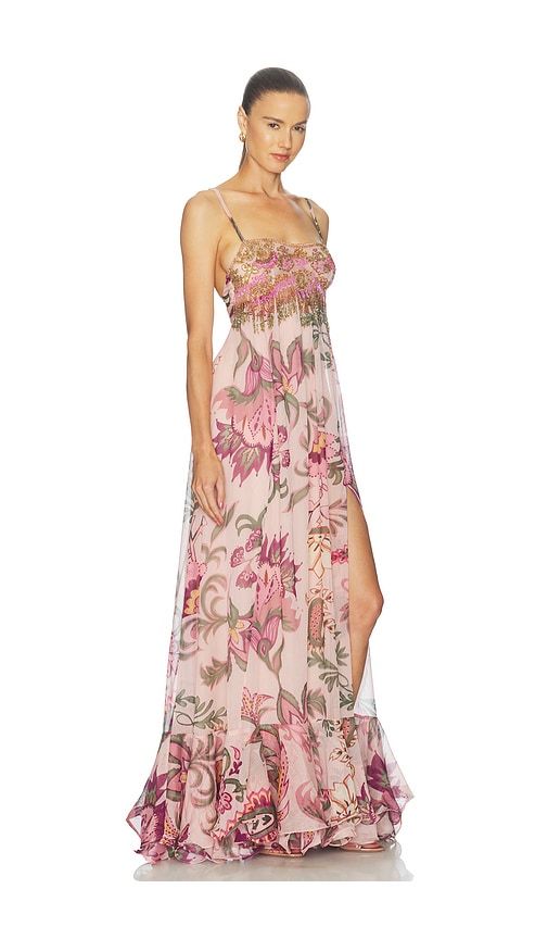 Boho Printed Flowing Slip Gown in . - size 0 (also in 2, 4, 6, 8) - PatBO - Modalova