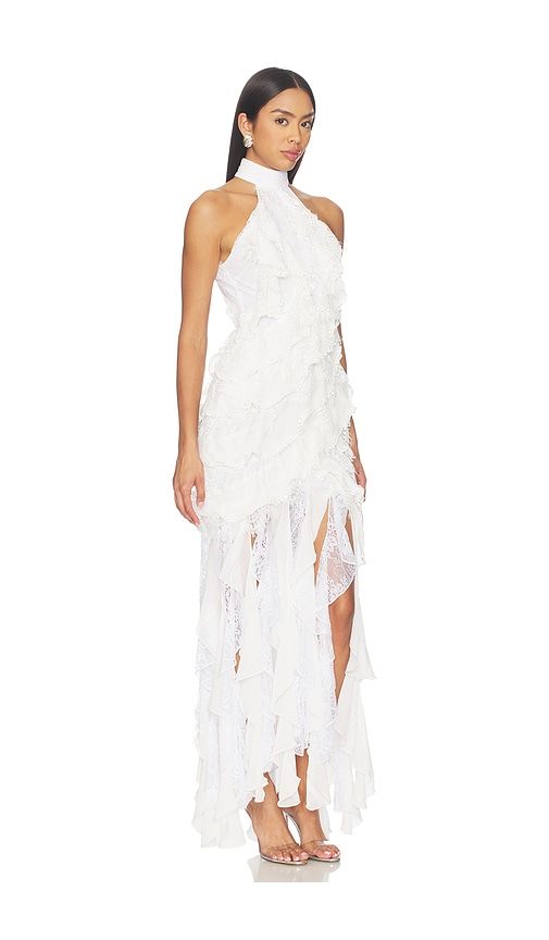 Bianca Lace Halter Gown With Layers in White. - size 0 (also in 2, 4, 6, 8) - PatBO - Modalova