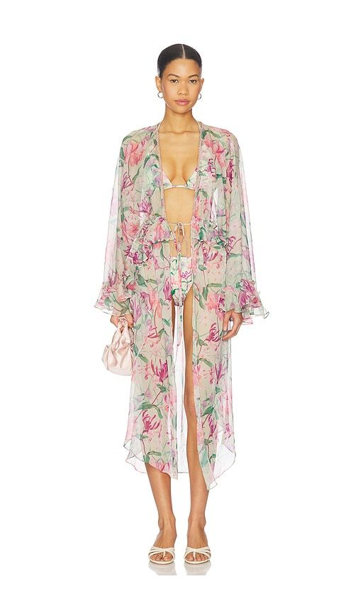 Honey Flower Long Robe Cover Up in . - size L (also in M) - PatBO - Modalova