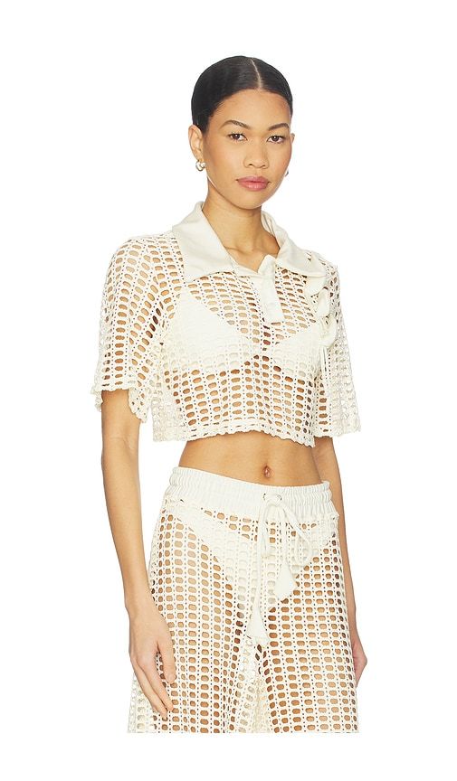 Selene Mesh Shirt in Cream. - size M (also in S, XS) - PatBO - Modalova