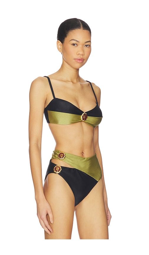 Jade Underwire Bikini Top in Olive,Black. - size M (also in XS) - PatBO - Modalova