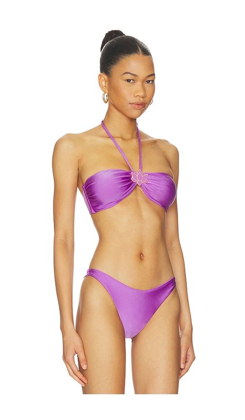 Aurora Lotus Buckle Bikini Top in Lavender. - size L (also in M, XS) - PatBO - Modalova