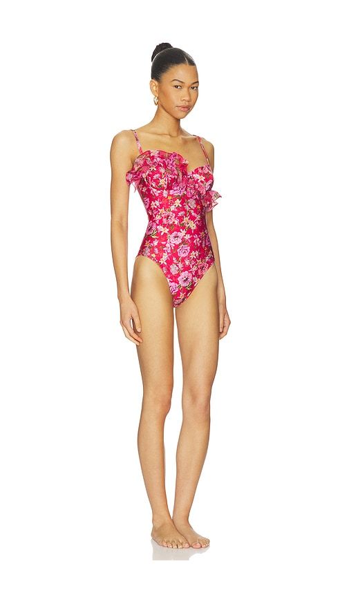 Peony Print Lycra Ruffle Bodysuit in . - size M (also in S) - PatBO - Modalova