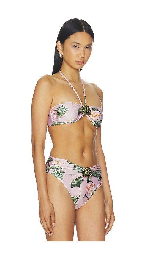 Lotus Bikini Top in Pink. - size L (also in M, S, XL, XS) - PatBO - Modalova