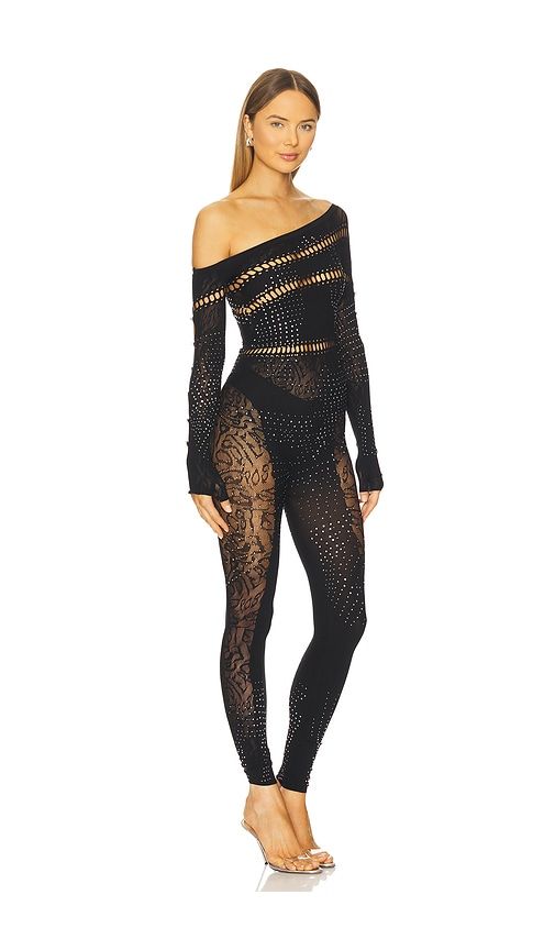 Ivy Long Rhinestone Jumpsuit in Black - POSTER GIRL - Modalova