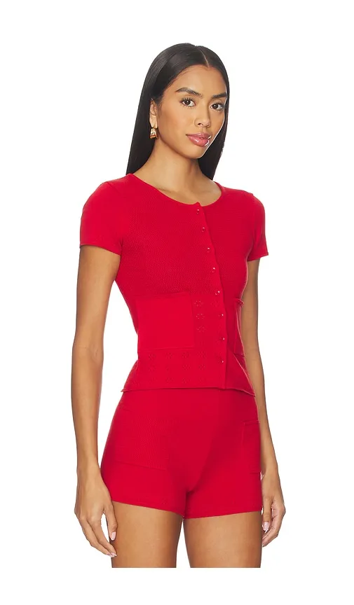 Marie Knit Polo Top in Red. - size L (also in M, XS) - Peachy Den - Modalova