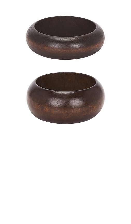 Wooden Bangle Set in Brown - petit moments - Modalova