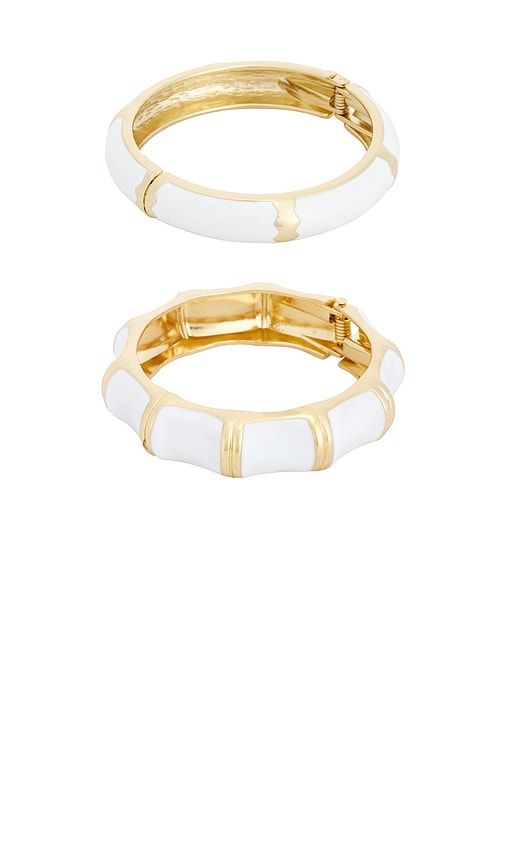 Enamel Stripe & Bamboo Set Of 2 cuff in - petit moments - Modalova