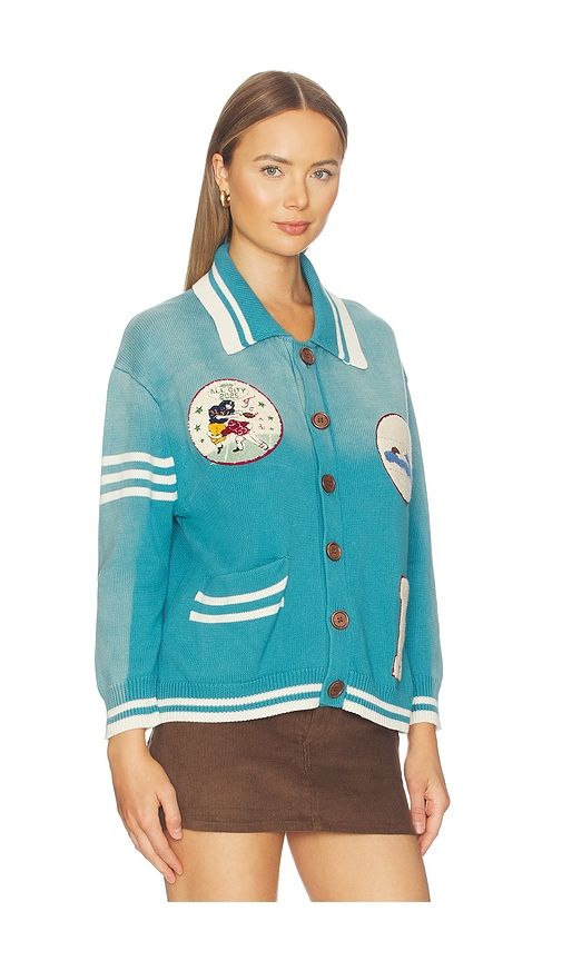 Varsity Patch Collared Cardigan in Blue. - size L (also in S) - Found - Modalova