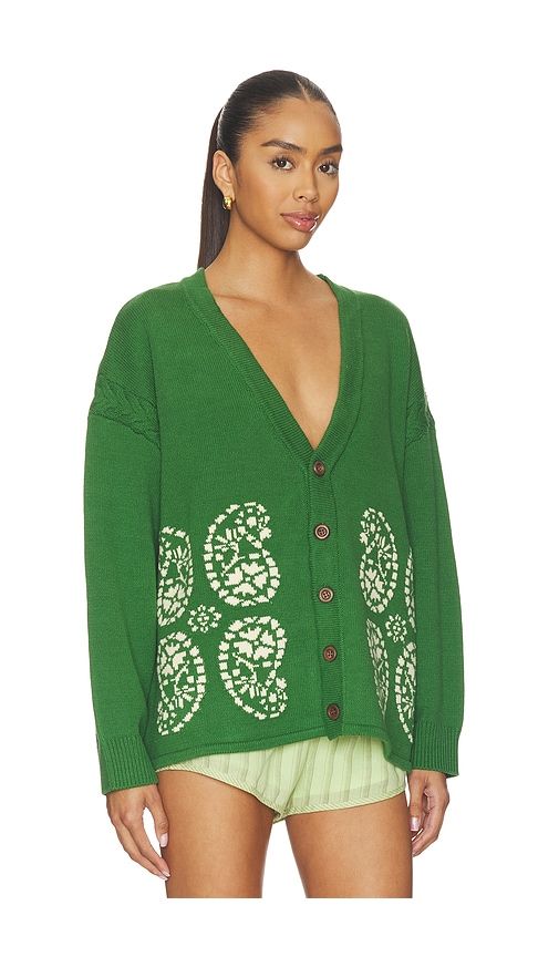 Paisley Jacquard Cardigan in Dark Green. - size L (also in M, XS) - Found - Modalova