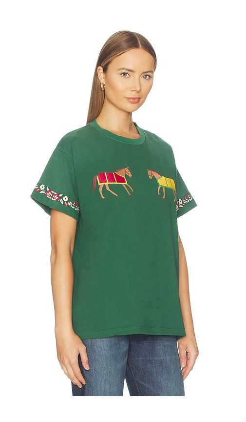 Embroidered Horse Equine Tee in Green. - size S (also in XS) - Found - Modalova