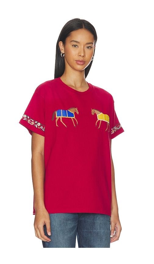 Embroidered Horse Equine Tee in Red. - size S (also in XS) - Found - Modalova