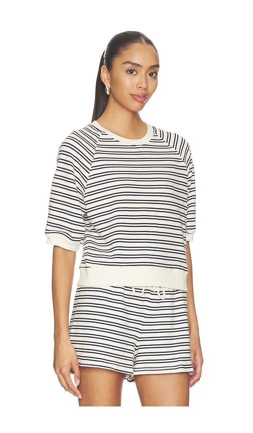 French Terry Bubble Sleeve Sweatshirt in Cream,Navy. - size L (also in M, S) - perfectwhitetee - Modalova