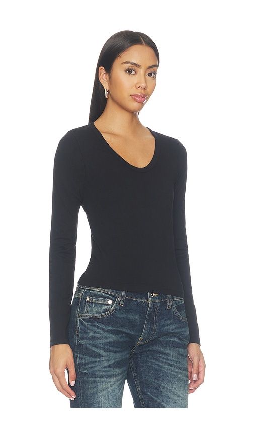 Shaya Long Sleeve V Neck Tee in Black. - size L (also in M, S, XS) - perfectwhitetee - Modalova