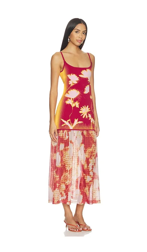 Ginger Flower Print Tank Dress in Orange,Burgundy. - size L (also in S) - PH5 - Modalova