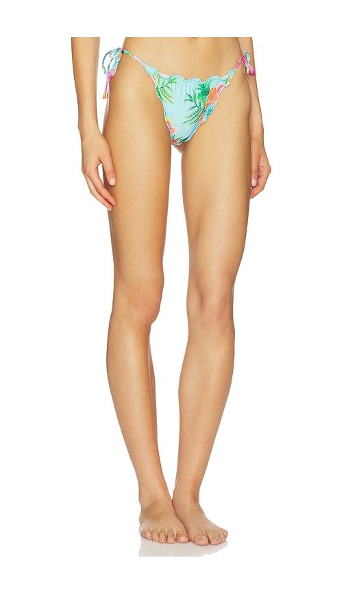 Embroidered Lettuce Edge Tie Side Bikini Bottom in Teal. - size L (also in M, S) - PQ - Modalova