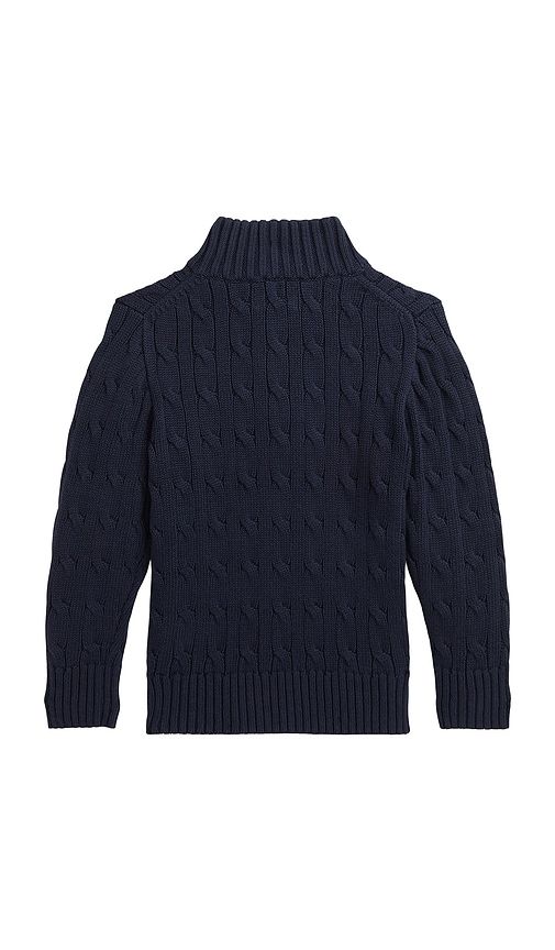 Kids Long Sleeve Cotton Cable Knit Half Zip Sweater in Navy. - size 2 (also in 3, 4, 5, 6) - Polo Ralph Lauren - Modalova