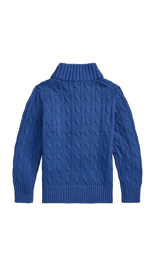 Kids Long-sleeve Cotton Cable Knit Half Zip Sweater in Blue. - size 2 (also in 3, 4, 5, 6, 7) - Polo Ralph Lauren - Modalova