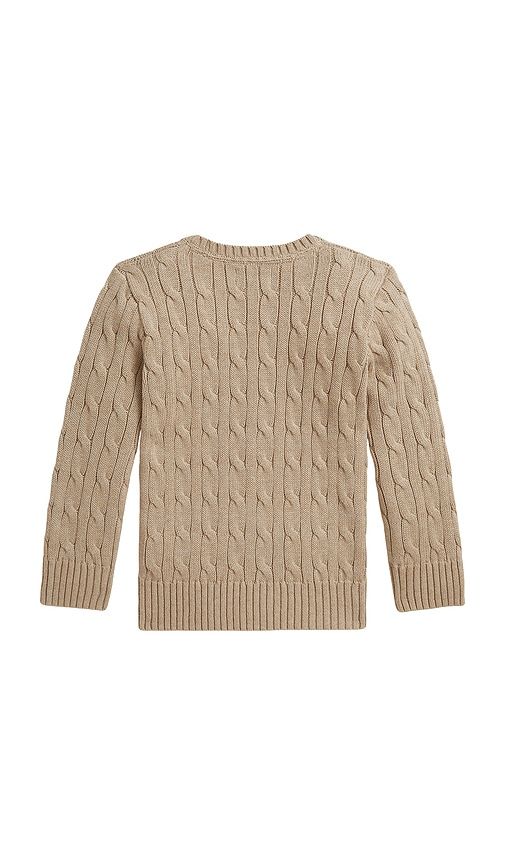 Kids Long Sleeve Cotton Cable Knit Crewneck Sweater in Tan. - size 2 (also in 3, 4, 5, 6) - Polo Ralph Lauren - Modalova